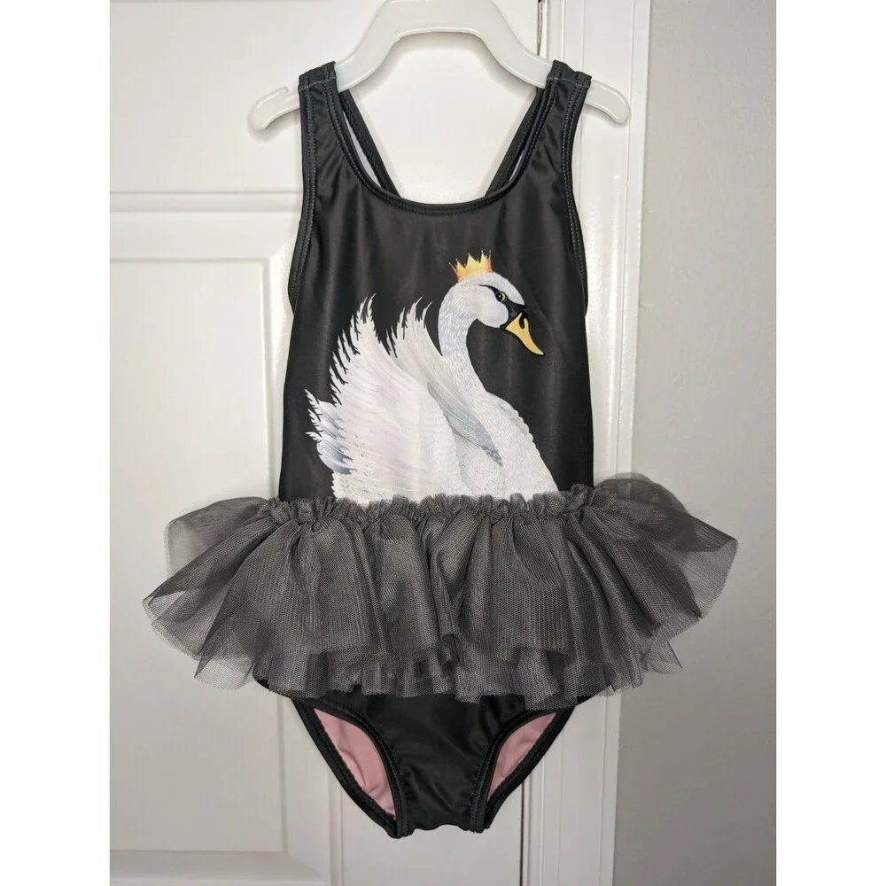 Adorable Swimsuit Rock Your Baby Black Swan Lake W/ Gray Tutu Size 18-24 Months